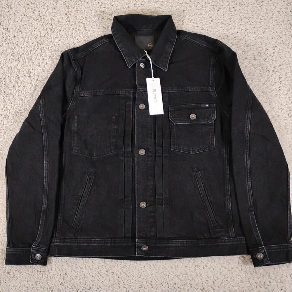 AG Adriano Goldschmied Jacket Mens M Black Denim Trucker Biker Jean Emo Gothic